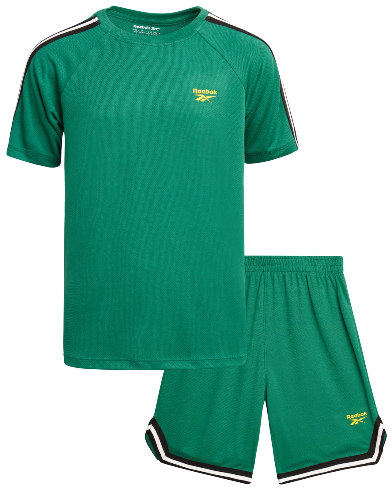 Reebok Boys Athletic Shorts Set - 2 Piece Summer Clothes Outfit with Pocket Tee and Boys Running Shorts for Active Kids